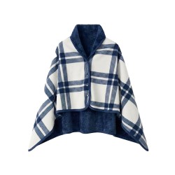 Плед флісовий Soft Me Poncho M 70х140см темно-синій/білий - 70030505-44