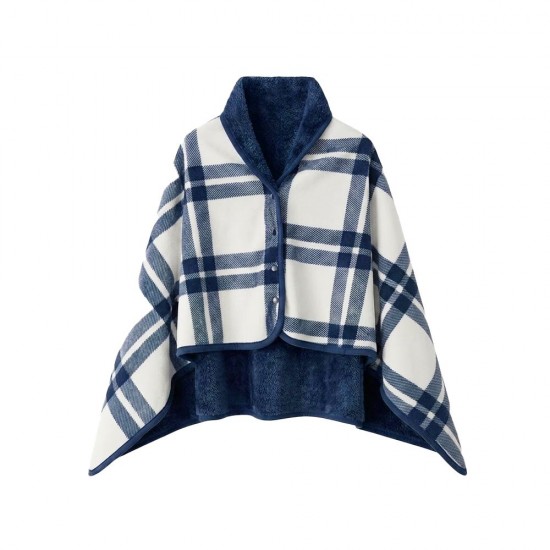 Плед флісовий Soft Me Poncho M 70х140см темно-синій/білий - 70030505-44