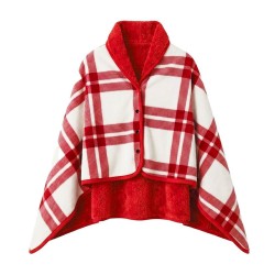 Плед-пончо флісовий Soft Me Poncho L 100х140см червоний/білий - 70030605-02