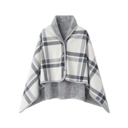 Плед флісовий Soft Me Poncho L 100х140см сірий/білий - 70030605-07
