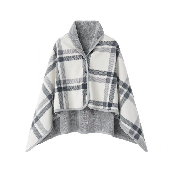 Плед флісовий Soft Me Poncho L 100х140см сірий/білий - 70030605-07