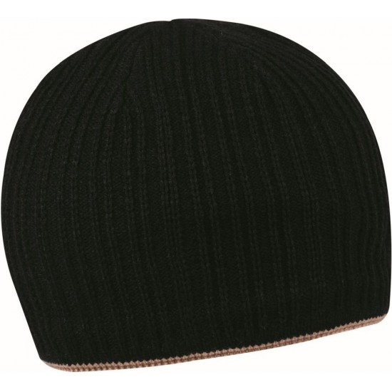 Шапка coFEE Ribbon чорний/бежевий - 3033-3D CO