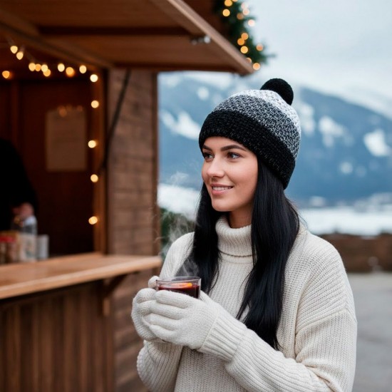 Шапка coFEE Three rows чорний/сірий/білий - 3041-3 CO Шапка coFEE Three rows чорний/сірий/білий - 3041-3 CO