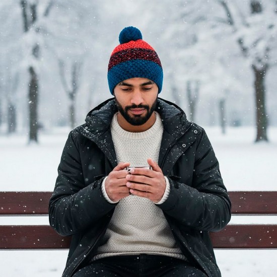 Шапка coFEE Three rows ультрамарин/чорний/червоний - 3041-44 CO