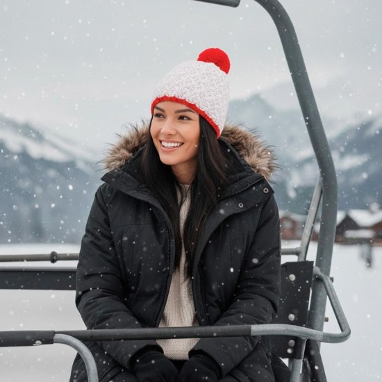 Шапка coFEE Rough style білий/червоний - 3044-6D CO