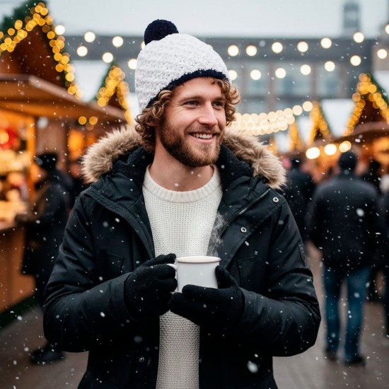 Шапка coFEE Rough style білий/темно-синій - 3044-6E CO