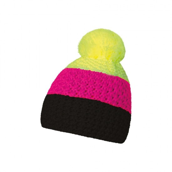 Шапка coFEE Cable knit чорний/неоново-рожевий/неоново-жовтий - 3045-25