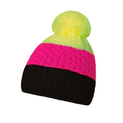 Шапка coFEE Cable knit чорний/неоново-рожевий/неоново-жовтий - 3045-25