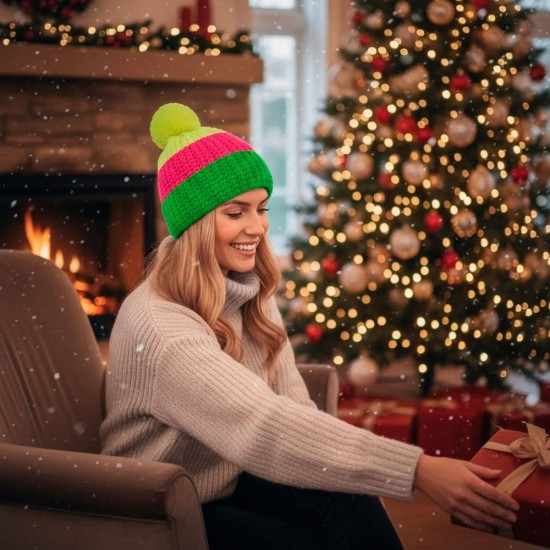 Шапка coFEE Cable knit неоново-зелений/неоново-рожевий/неоново-жовтий - 3045-41