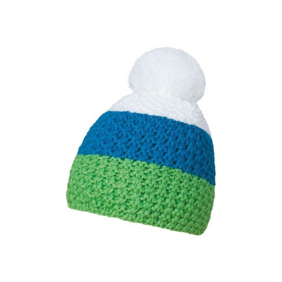 Шапка coFEE Cable knit яскраво-зелений/бірюзовий/білий - 3045-9