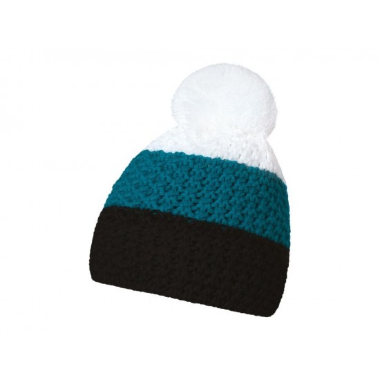 Шапка coFEE Cable knit чорний/темно-бірюзовий/білий - 3045-3