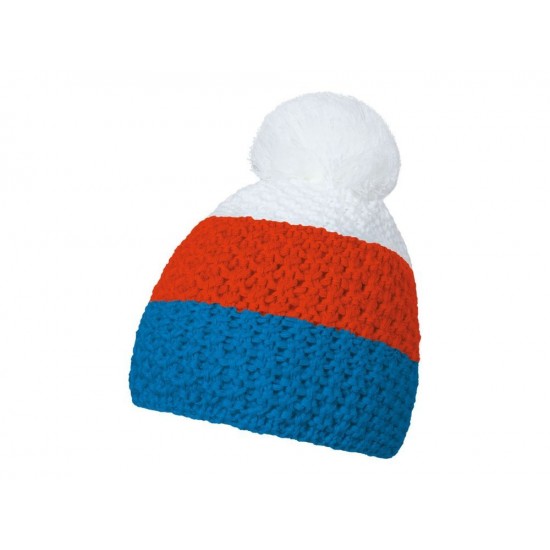 Шапка coFEE Cable knit бірюзовий/помаранчевий/білий - 3045-4