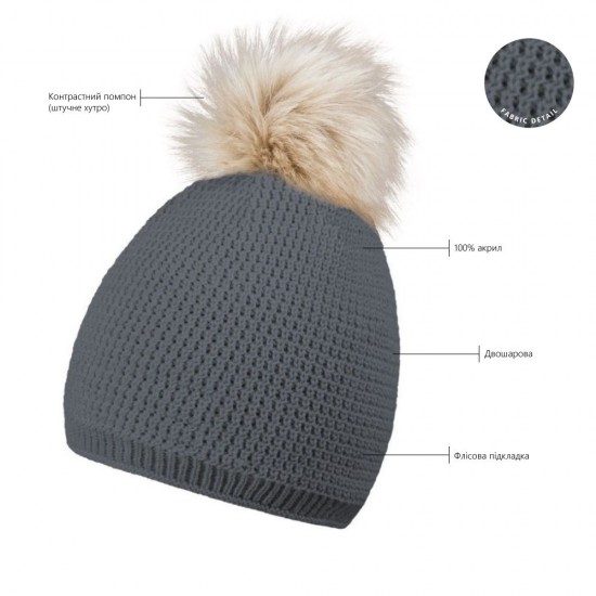 Шапка coFEE Smart fur сірий/кремовий - 3047-7 Шапка coFEE Smart fur сірий/кремовий - 3047-7