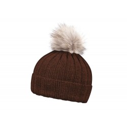 Шапка coFEE Rib fur коричневий/бежевий - 3048-13