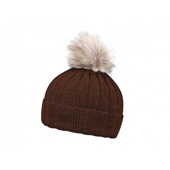 Шапка coFEE Rib fur коричневий/бежевий - 3048-13