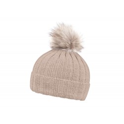 Шапка coFEE Rib fur бежевий - 3048-17