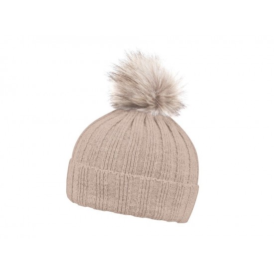 Шапка coFEE Rib fur бежевий - 3048-17