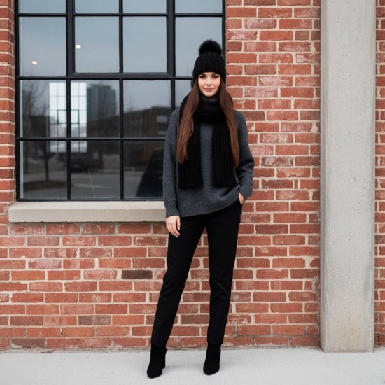 Шапка coFEE Rib fur чорний - 3048-3