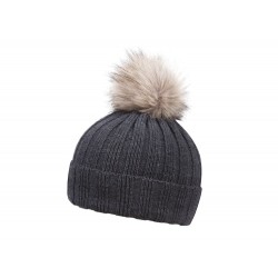 Шапка coFEE Rib fur попелястий темно-сірий/бежевий - 3048-47