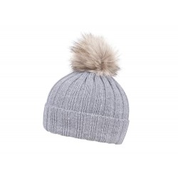Шапка coFEE Rib fur світло-сірий/бежевий - 3048-7