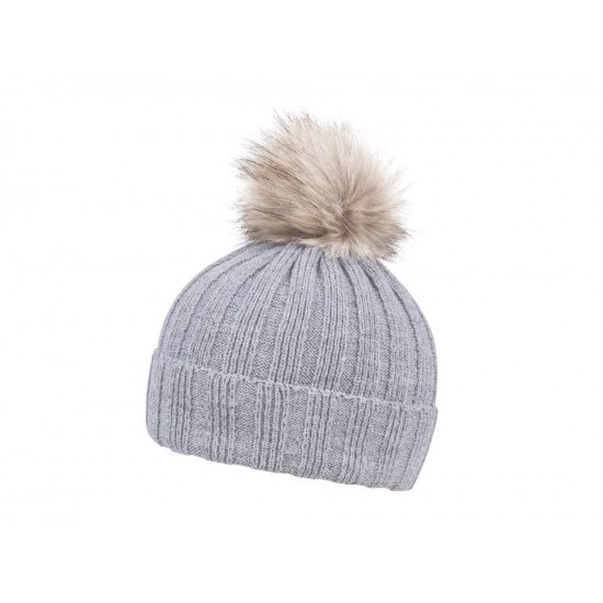 Шапка coFEE Rib fur світло-сірий/бежевий - 3048-7