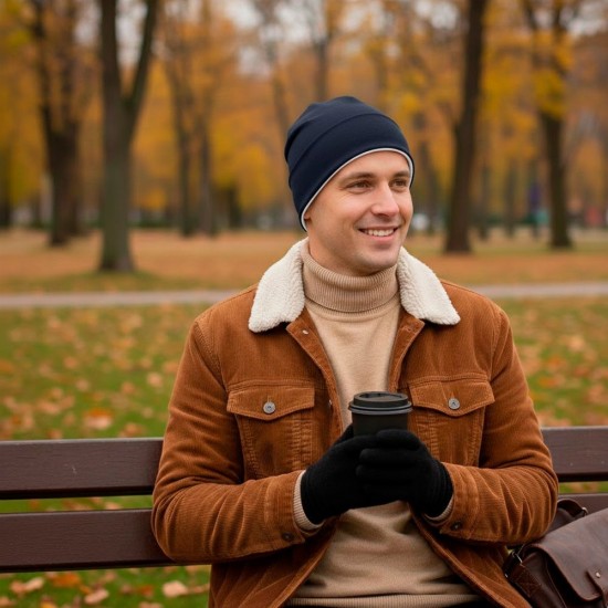 Шапка coFEE Contrasting jersey темно-синій/білий - 3049-14 CO