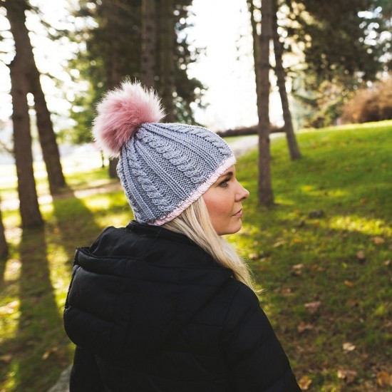 Шапка coFEE Braid knit сірий/рожевий - CO3060.7