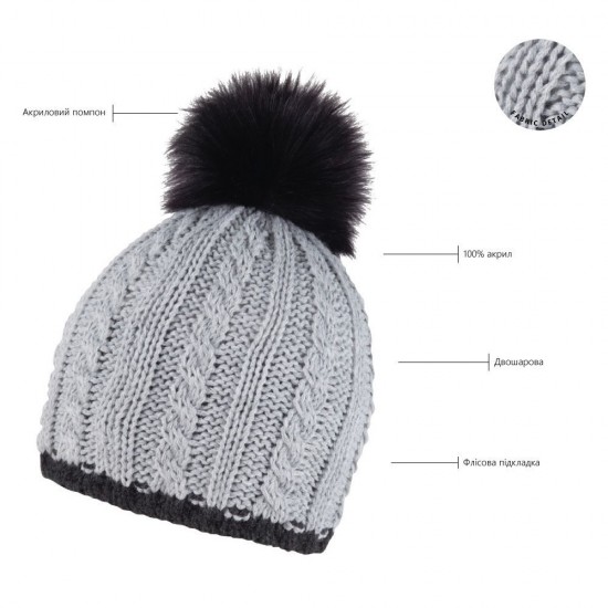 Шапка coFEE Braid knit сірий/рожевий - CO3060.7
