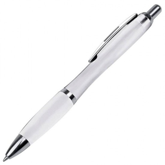 Ручка пластикова з металевими елементами білий - 168206