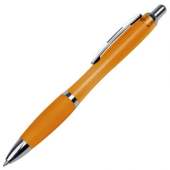 Ручка пластикова з металевими елементами помаранчевий - 168210