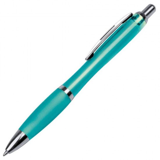 Ручка пластикова з металевими елементами бірюзовий - 168214