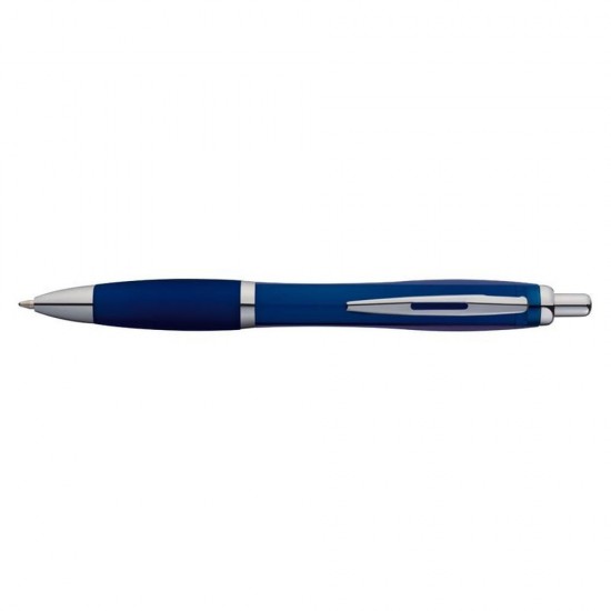 Ручка пластикова з металевими елементами темно-синій - 168244