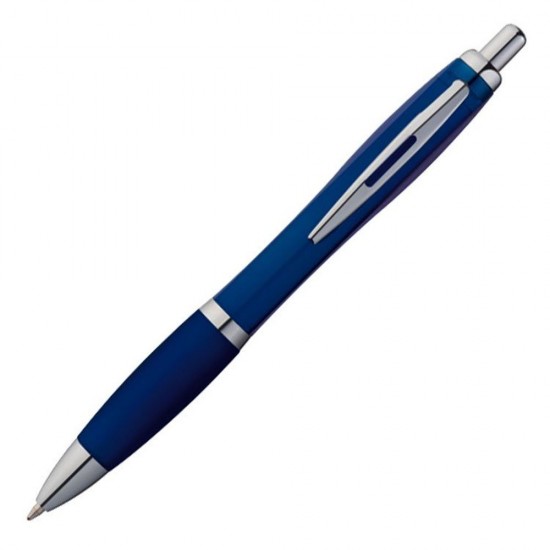 Ручка пластикова з металевими елементами темно-синій - 168244