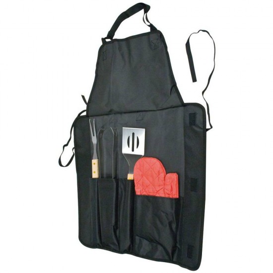 Набір для барбекю 4в1 з фартухом Easy Gifts Aurora чорний - 807703 Набір для барбекю 4в1 з фартухом Easy Gifts Aurora чорний - 807703