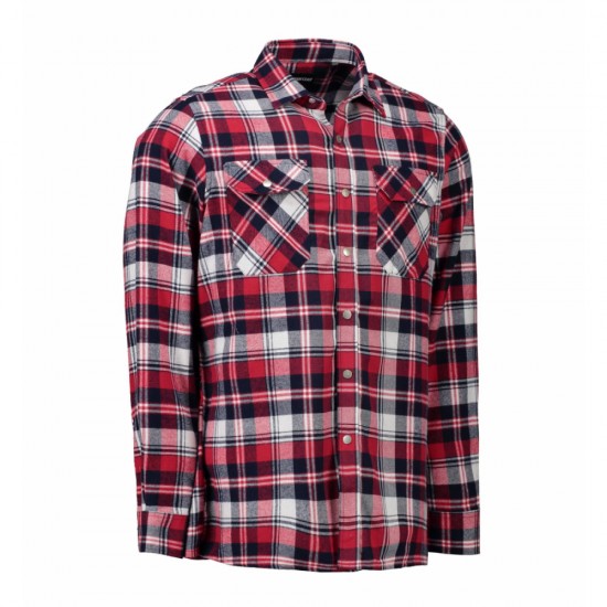 Сорочка в клітинку чоловіча ID на кнопках червоний - 0204330XL