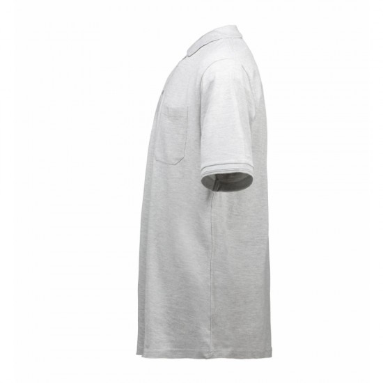 Футболка поло чоловіча ID Classic з кишенею сірий меланж - 0520210XS Футболка поло чоловіча ID Classic з кишенею сірий меланж - 0520210XS