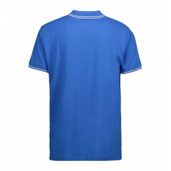 Футболка поло чоловіча ID Stretch з контрастними вставками лазурний - 0522735S