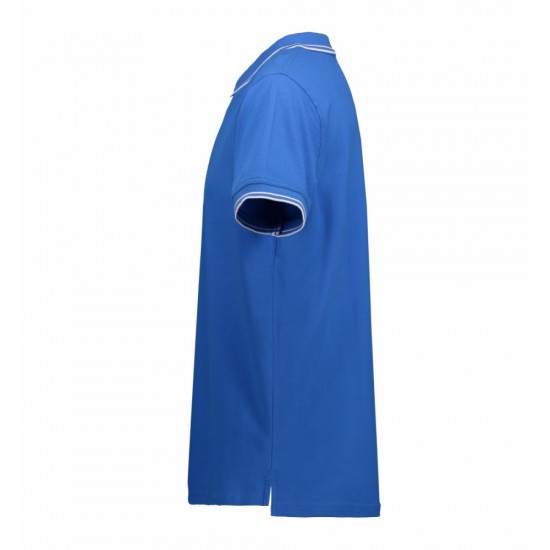 Футболка поло чоловіча ID Stretch з контрастними вставками лазурний - 0522735S