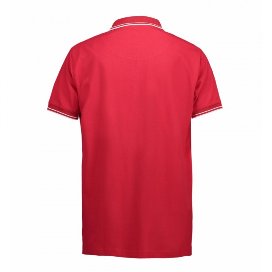 Футболка поло чоловіча ID Stretch з контрастними вставками червоний - 05223303XL