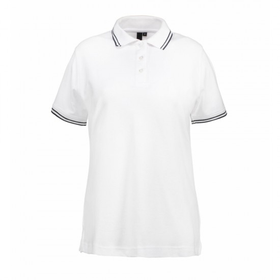 Футболка поло жіноча ID Stretch з контрастними вставками білий - 0523001L