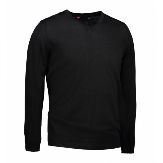 Пуловер чоловічий з V-вирізом ID BUSINESS чорний - 06409004XL