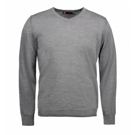 Пуловер чоловічий з V-вирізом ID BUSINESS сірий меланж - 0640210M