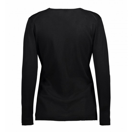 Пуловер жіночий з V-вирізом ID BUSINESS чорний - 0641900S
