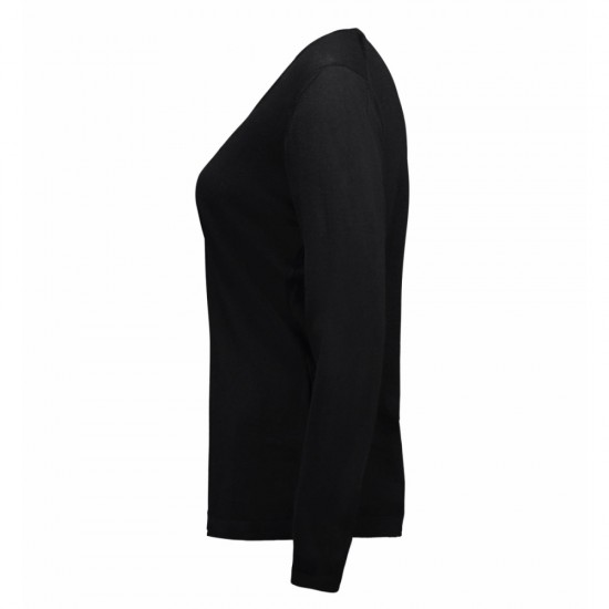 Пуловер жіночий з V-вирізом ID BUSINESS чорний - 0641900XXL
