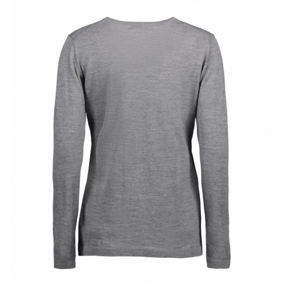 Пуловер жіночий з V-вирізом ID BUSINESS сірий меланж - 06412103XL