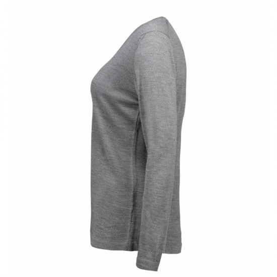 Пуловер жіночий з V-вирізом ID BUSINESS сірий меланж - 0641210L