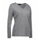 Пуловер жіночий з V-вирізом ID BUSINESS сірий меланж - 0641210S
