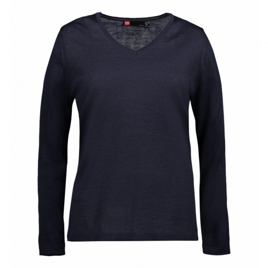 Пуловер жіночий з V-вирізом ID BUSINESS темно-синій - 0641790L