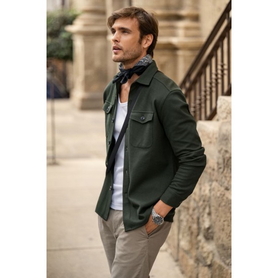 Сорочка James Harvest Hicksville Overshirt темно-зелений - 2113044720L