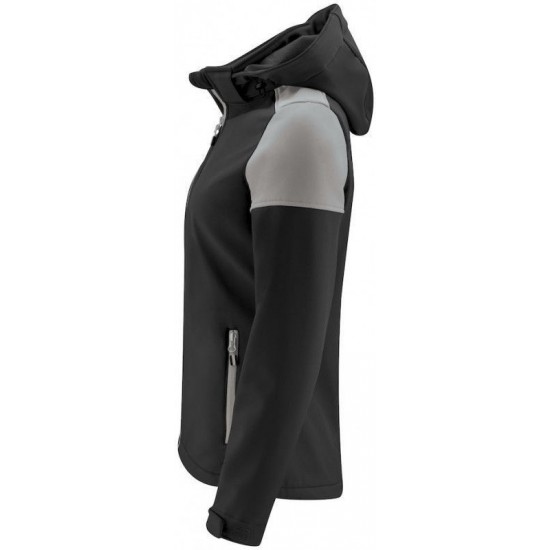 Двоколірна куртка софтшелл жіноча Prime lady зі знімним капюшоном чорно/сірий - 22610669093XXL